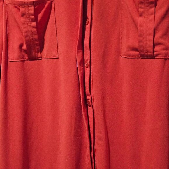 DANA BUCKMAN RED TAILORED HIDDEN BUTTON BLOUSE   XL - Picture 3 of 4